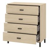 Cassettiera Marrone Rovere 4 Cassetti Apertura Scorrevole 80x40x90h cm, Chiusura Scorrevole - Rosasco