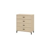 Cassettiera Marrone Rovere 4 Cassetti Apertura Scorrevole 80x40x90h cm, Chiusura Scorrevole - Rosasco