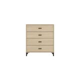 Cassettiera Marrone Rovere 4 Cassetti Apertura Scorrevole 80x40x90h cm, Chiusura Scorrevole - Rosasco