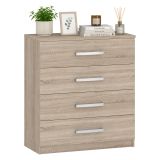 Cassettiera Marrone Rovere 4 Cassetti Apertura Scorrevole 83x43x97h cm, Chiusura Scorrevole - Laga