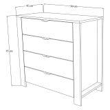 Cassettiera Marrone Rovere Bianco 4 Cassetti Apertura Scorrevole 90x42x85h cm, Chiusura Scorrevole - Pastena