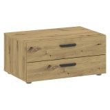 Cassettiera Marrone Rovere Nodi 2 Cassetti Apertura Scorrevole 74x52x35h cm, Chiusura Scorrevole - Piatto