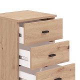 Cassettiera Marrone Rovere Nodi 3 Cassetti con Ruote 39x35x56h cm, Apertura Scorrevole - Kaza
