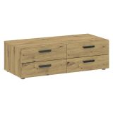 Cassettiera Marrone Rovere Nodi 4 Cassetti Apertura Scorrevole 111x52x35h cm, Chiusura Scorrevole - Gignod