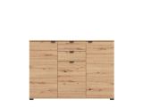 Cassettiera Marrone Rovere Nodi Nero 2 Cassetti Apertura Battente, Scorrevole 135x40x95h cm, Chiusura Battente, Scorrevole - Mainarda