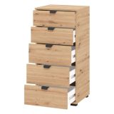 Cassettiera Marrone Rovere Nodi Nero 5 Cassetti Apertura Scorrevole 45x40x95h cm, Chiusura Scorrevole - Mainarda