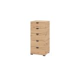 Cassettiera Marrone Rovere Nodi Nero 5 Cassetti Apertura Scorrevole 45x40x95h cm, Chiusura Scorrevole - Mainarda