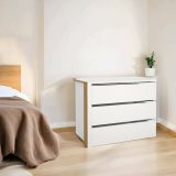 Cassettiera Mathilde, Settimino multiuso, Comò camera da letto, Mobile con cassetti, 55x87 h70 cm, Bianco