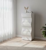 Cassettiera Matteo, Settimanale a 6 cassetti, Comò per camera da letto, 100% Made in Italy, cm 50x40h122, Bianco lucido