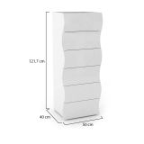 Cassettiera Matteo, Settimanale a 6 cassetti, Comò per camera da letto, 100% Made in Italy, cm 50x40h122, Bianco lucido