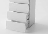 Cassettiera Matteo, Settimanale a 6 cassetti, Comò per camera da letto, 100% Made in Italy, cm 50x40h122, Bianco lucido