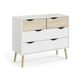 Cassettiera moderna bianca e quercia 98x81h cm - Azir