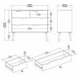 Cassettiera moderna bianca e quercia 98x81h cm - Azir