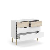 Cassettiera moderna bianca e quercia 98x81h cm - Azir