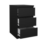 Cassettiera Nero 3 Cassetti Apertura Scorrevole 40x50x70h cm, Chiusura Scorrevole - Accudino