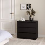 Cassettiera Nero 3 Cassetti Apertura Scorrevole 77x50x68h cm, Chiusura Scorrevole - Kajiki