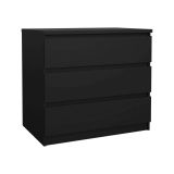 Cassettiera Nero 3 Cassetti Apertura Scorrevole 77x50x68h cm, Chiusura Scorrevole - Kajiki
