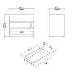 Cassettiera Nero 3 Cassetti Apertura Scorrevole 77x50x68h cm, Chiusura Scorrevole - Kajiki