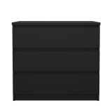 Cassettiera Nero 3 Cassetti Apertura Scorrevole 77x50x68h cm, Chiusura Scorrevole - Kajiki
