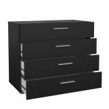 Cassettiera Nero 4 Cassetti Apertura Scorrevole 80x40x68h cm, Chiusura Scorrevole - Marinette