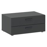 Cassettiera Nero Antracite 2 Cassetti Apertura Scorrevole 74x52x35h cm, Chiusura Scorrevole - Piatto