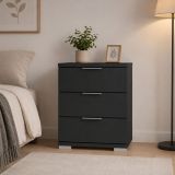 Cassettiera Nero Antracite 3 Cassetti Apertura Scorrevole 46x42x61h cm, Chiusura Scorrevole - Laharo
