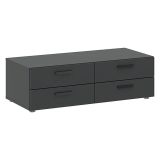 Cassettiera Nero Antracite 4 Cassetti Apertura Scorrevole 111x52x35h cm, Chiusura Scorrevole - Gignod