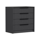 Cassettiera Nero Antracite 4 Cassetti Apertura Scorrevole 45x72x77h cm, Chiusura Scorrevole - Jebi
