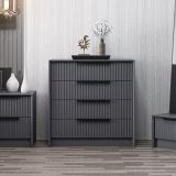 Cassettiera Nero Antracite 4 Cassetti Apertura Scorrevole 45x72x77h cm, Chiusura Scorrevole - Jebi