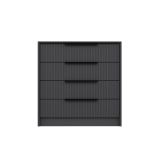 Cassettiera Nero Antracite 4 Cassetti Apertura Scorrevole 45x72x77h cm, Chiusura Scorrevole - Jebi