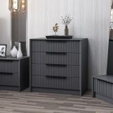 Cassettiera Nero Antracite 4 Cassetti Apertura Scorrevole 45x72x77h cm, Chiusura Scorrevole - Jebi