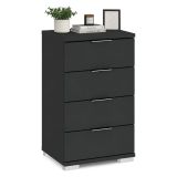 Cassettiera Nero Antracite 4 Cassetti Apertura Scorrevole 46x42x79h cm, Chiusura Scorrevole - Laka