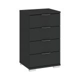 Cassettiera Nero Antracite 4 Cassetti Apertura Scorrevole 46x42x79h cm, Chiusura Scorrevole - Laka