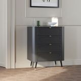Cassettiera Nero Antracite 4 Cassetti Apertura Scorrevole 78x40x98h cm, Chiusura Scorrevole - Lapanoto