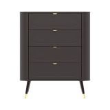 Cassettiera Nero Antracite 4 Cassetti Apertura Scorrevole 78x40x98h cm, Chiusura Scorrevole - Lapanoto