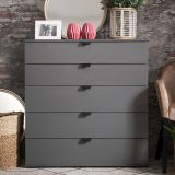Cassettiera Nero Antracite 5 Cassetti Apertura Scorrevole 90x40x95h cm, Chiusura Scorrevole - Mainarda