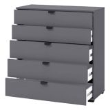 Cassettiera Nero Antracite 5 Cassetti Apertura Scorrevole 90x40x95h cm, Chiusura Scorrevole - Mainarda