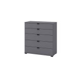 Cassettiera Nero Antracite 5 Cassetti Apertura Scorrevole 90x40x95h cm, Chiusura Scorrevole - Mainarda