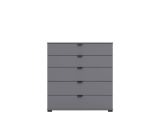 Cassettiera Nero Antracite 5 Cassetti Apertura Scorrevole 90x40x95h cm, Chiusura Scorrevole - Mainarda