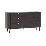 Cassettiera Nero Antracite 6 Cassetti Apertura Scorrevole 138x40x80h cm, Chiusura Scorrevole - Lapaseso
