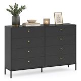 Cassettiera Nero Antracite 8 Cassetti Apertura Scorrevole 150x40x116h cm, Chiusura Soft Close - Laniva