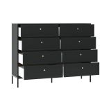 Cassettiera Nero Antracite 8 Cassetti Apertura Scorrevole 150x40x116h cm, Chiusura Soft Close - Laniva