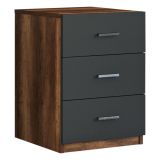 Cassettiera Nero Antracite Marrone Noce 3 Cassetti Apertura Scorrevole 45x47x62h cm, Chiusura Scorrevole - Trecate
