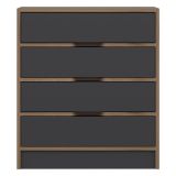 Cassettiera Nero Antracite Marrone Noce 4 Cassetti Apertura Scorrevole 70x40x79h cm, Chiusura Scorrevole - Gazzola