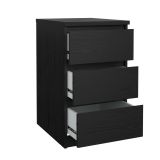 Cassettiera Nero Effetto Legno 3 Cassetti Apertura Scorrevole 40x50x70h cm, Chiusura Scorrevole - Accudino