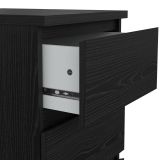 Cassettiera Nero Effetto Legno 3 Cassetti Apertura Scorrevole 40x50x70h cm, Chiusura Scorrevole - Accudino