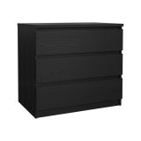 Cassettiera Nero Effetto Legno 3 Cassetti Apertura Scorrevole 77x50x68h cm, Chiusura Scorrevole - Kajiki