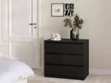 Cassettiera Nero Effetto Legno 3 Cassetti Apertura Scorrevole 77x50x68h cm, Chiusura Scorrevole - Kajiki