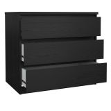 Cassettiera Nero Effetto Legno 3 Cassetti Apertura Scorrevole 77x50x68h cm, Chiusura Scorrevole - Lilou