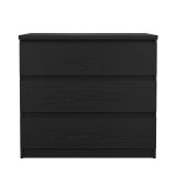 Cassettiera Nero Effetto Legno 3 Cassetti Apertura Scorrevole 77x50x68h cm, Chiusura Scorrevole - Lilou